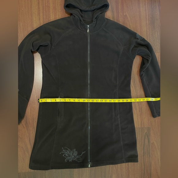 Athleta Jacket Women's Brown Fleece Embroidered Long Sleeve Hooded Two Way Zip - Picture 13 of 15